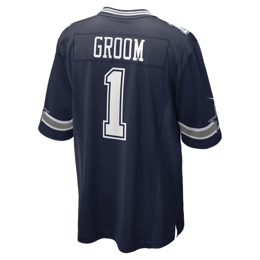 Men's Dallas Cowboys Number 1 Groom Nike Navy Game Jersey