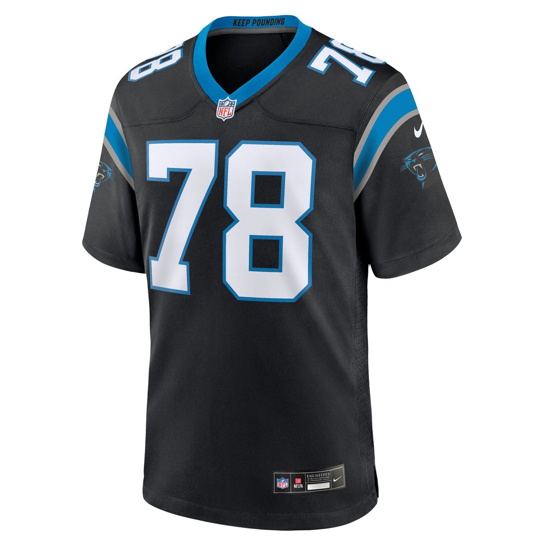 Men's Carolina Panthers Popo Aumavae Nike  Black Team Game Jersey