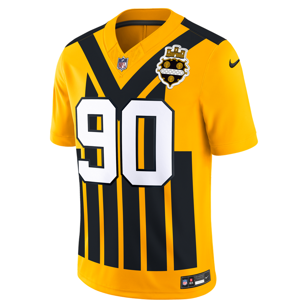Men's Pittsburgh Steelers T.J. Watt Nike Gold Alternate Vapor F.U.S.E. Stitched Limited Jersey