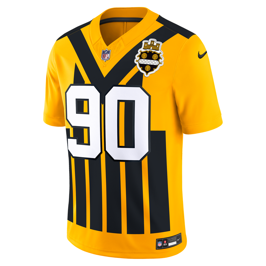 Men's Pittsburgh Steelers T.J. Watt Nike Gold Alternate Vapor F.U.S.E. Stitched Limited Jersey