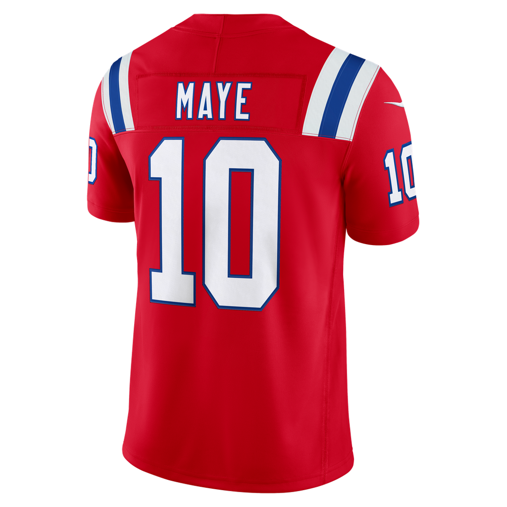Men's New England Patriots Drake Maye Nike Red Alternate Vapor F.U.S.E. Stitched Limited Jersey
