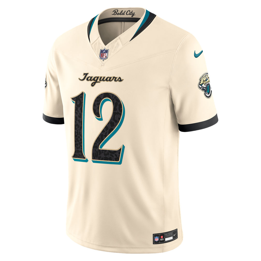 Men's Jacksonville Jaguars Travis Hunter Nike Natural 2026 Rivalries Collection Stitched Limited Jersey