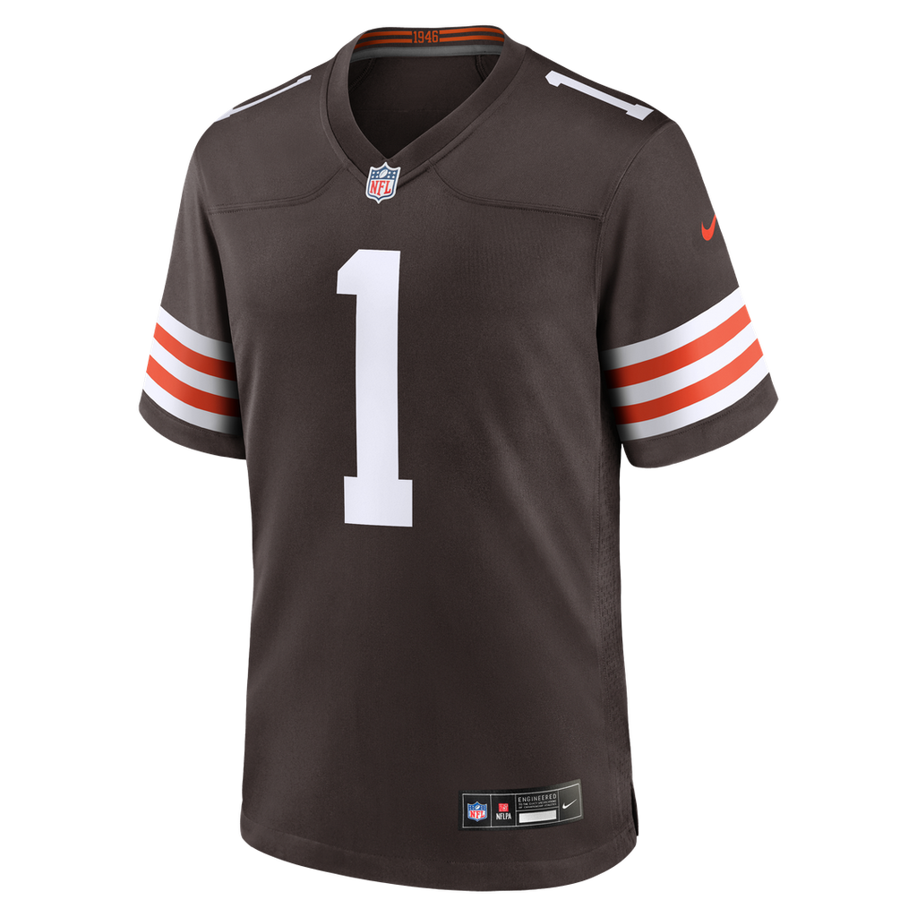 Men's Cleveland Browns Number 1 Groom Nike Brown Game Jersey
