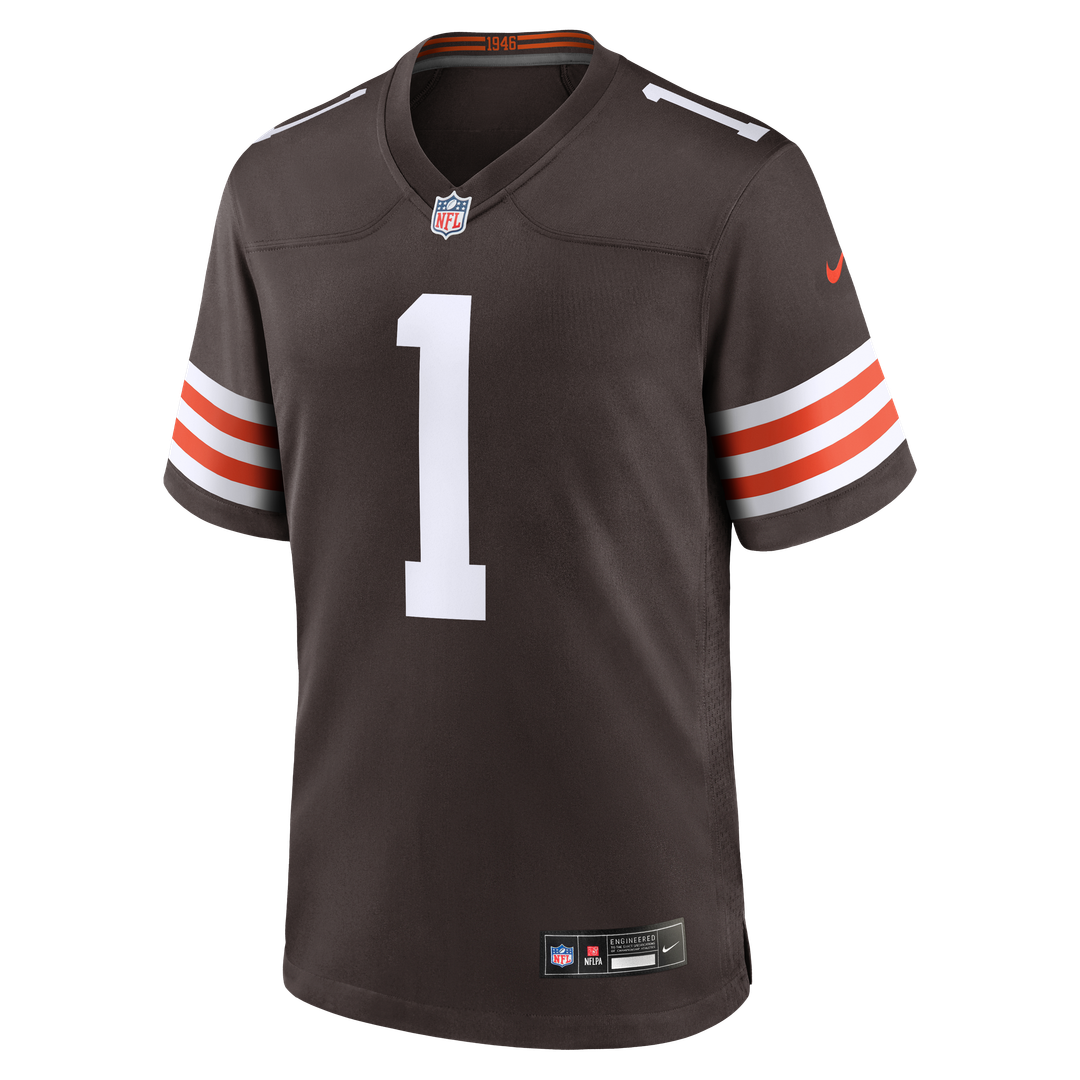 Men's Cleveland Browns Number 1 Groom Nike Brown Game Jersey
