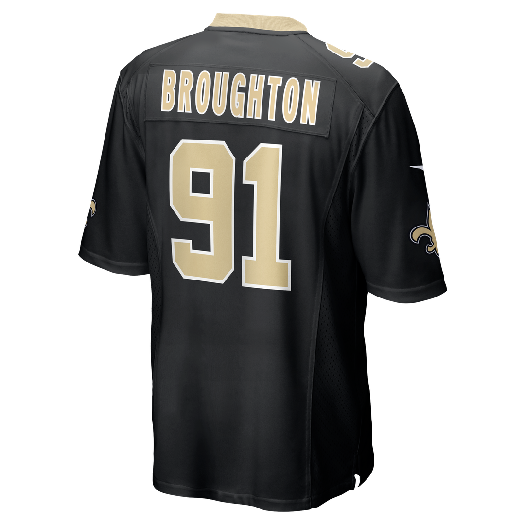 Men's New Orleans Saints Vernon Broughton Nike  Black Team Game Jersey