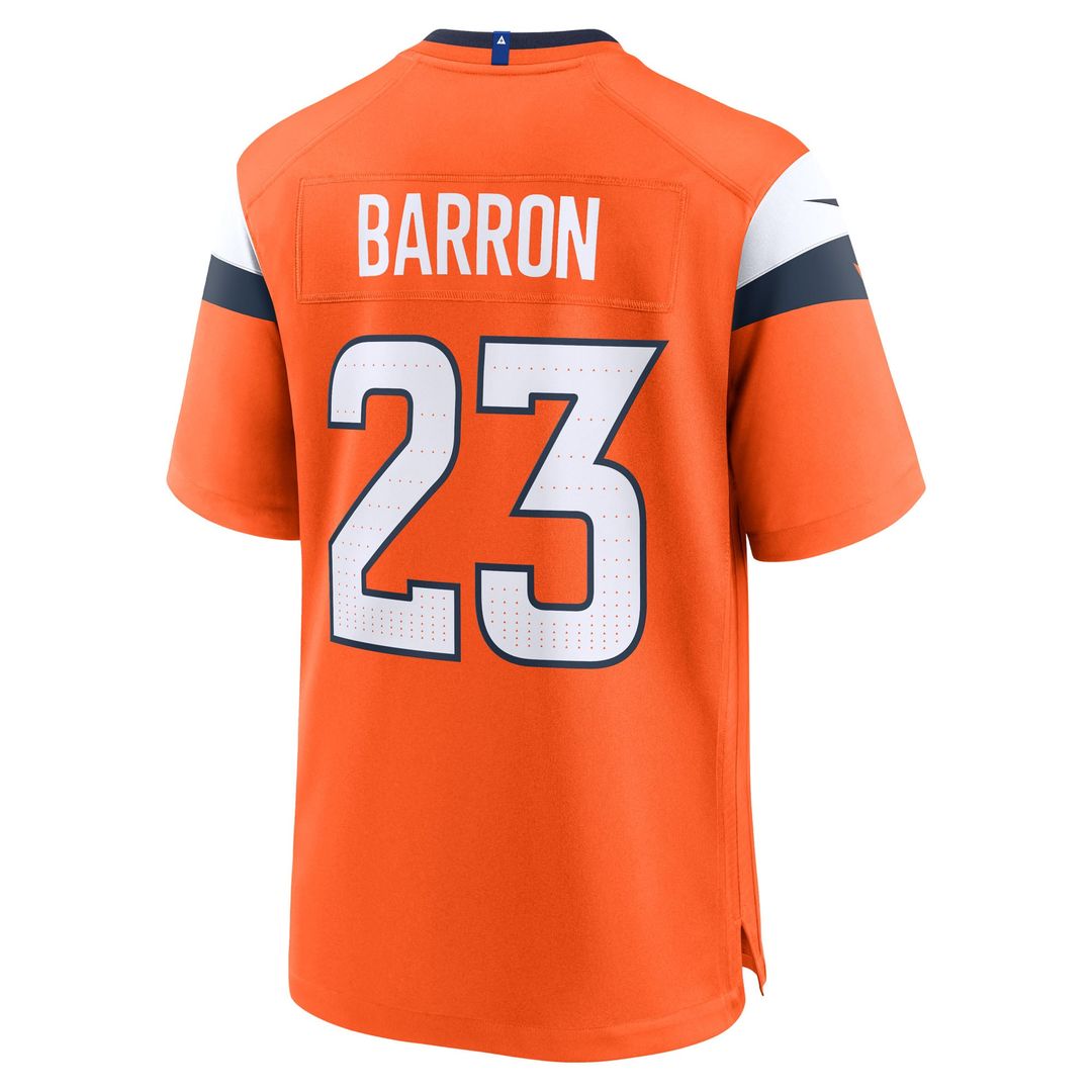 Men's Denver Broncos Jahdae Barron Nike Orange Game Player Jersey