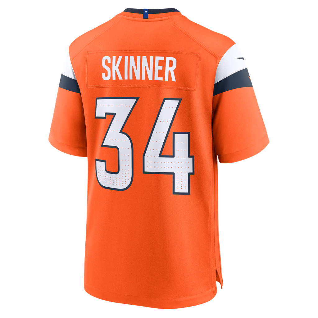 Men's Denver Broncos JL Skinner Nike  Orange Team Game Jersey