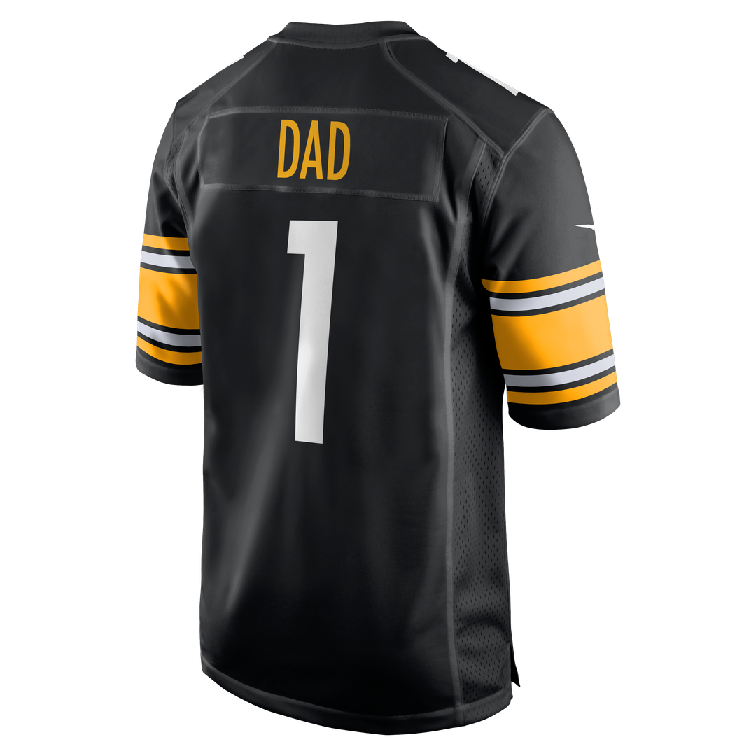 Men's Pittsburgh Steelers Number 1 Dad Nike Black Game Jersey