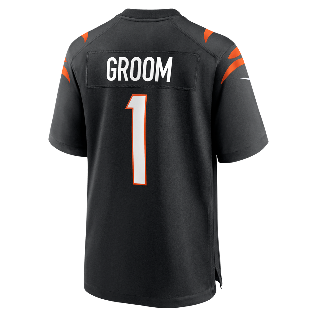 Men's Cincinnati Bengals Number 1 Groom Nike Black Game Jersey