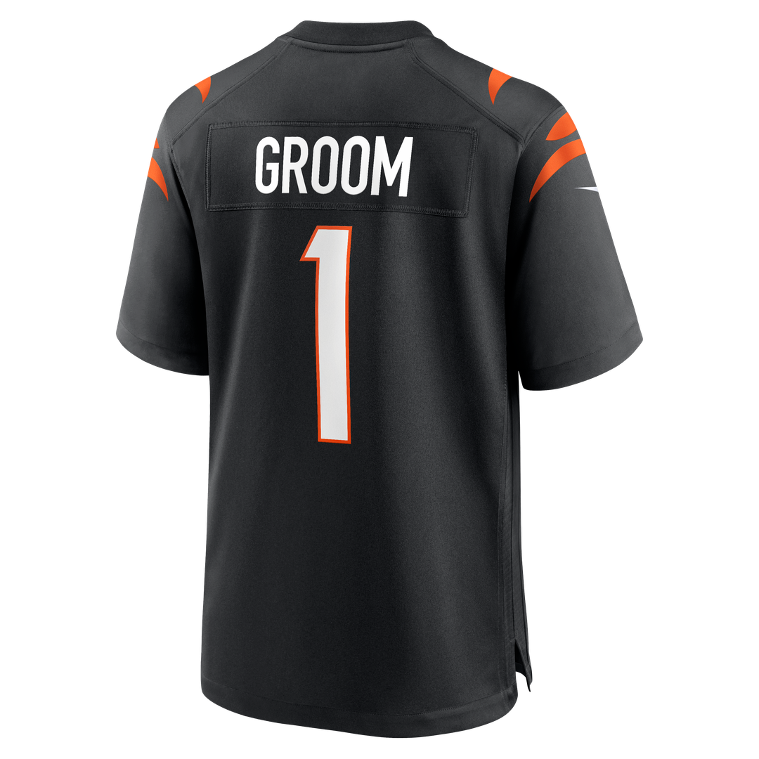 Men's Cincinnati Bengals Number 1 Groom Nike Black Game Jersey