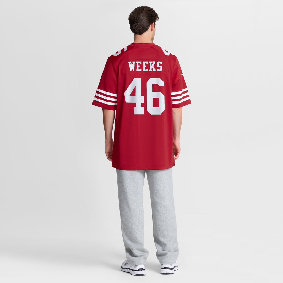 Men's San Francisco 49ers Jon Weeks Nike  Scarlet Team Game Jersey