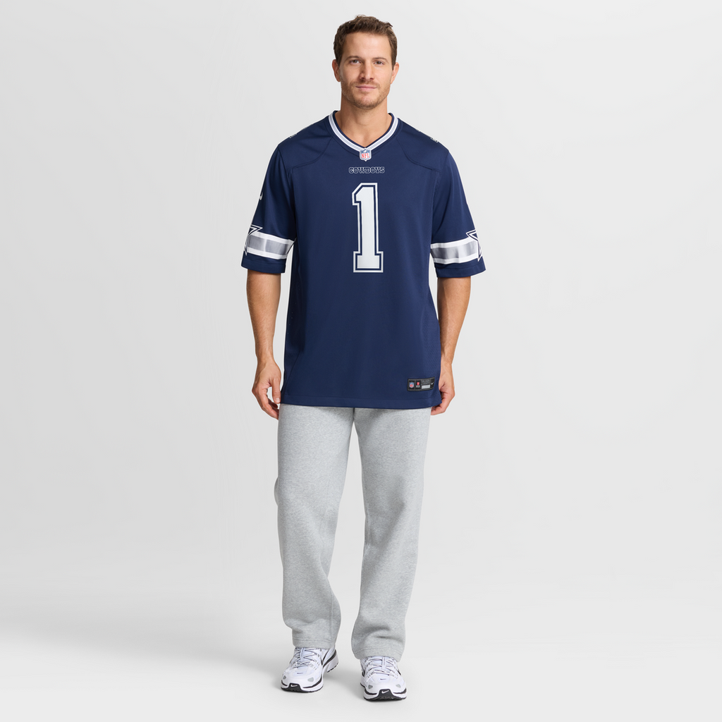 Men's Dallas Cowboys Number 1 Dad Nike Navy Game Jersey
