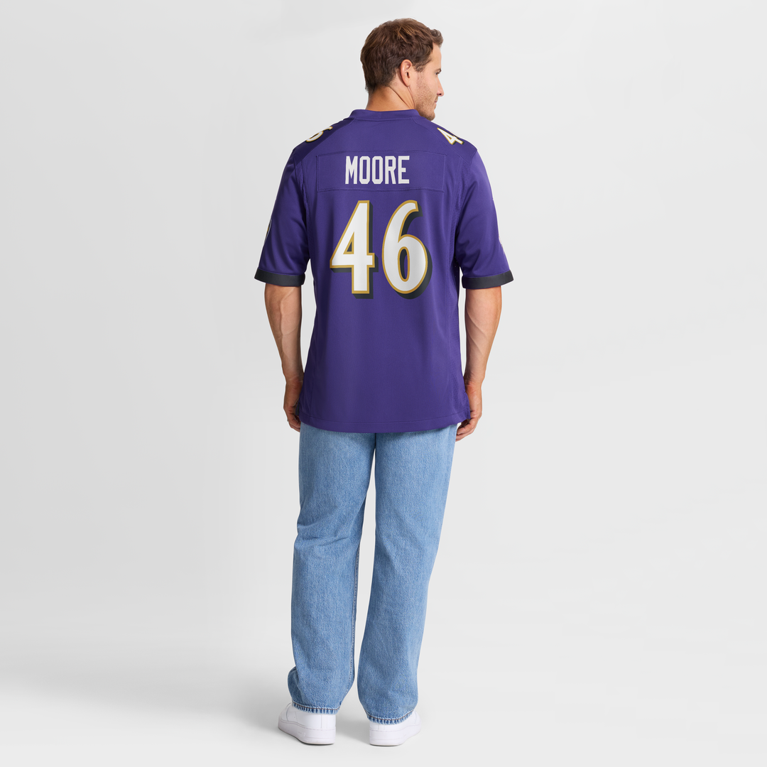 Men's Baltimore Ravens Nick Moore Nike Purple Game Jersey