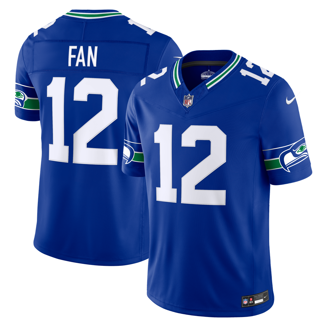 Men's Seattle Seahawks 12s Nike Royal Alternate Vapor F.U.S.E. Stitched Limited Jersey