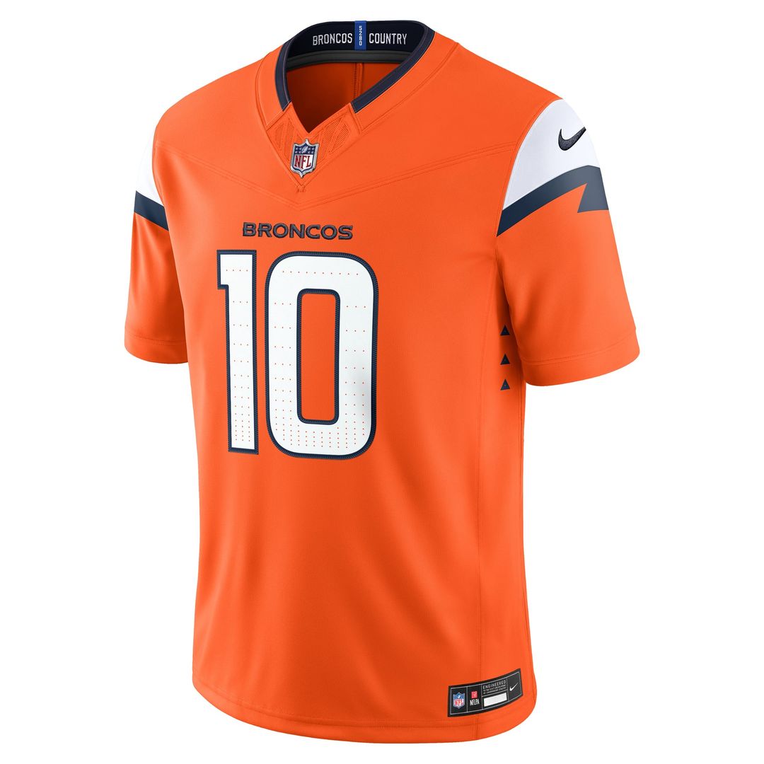 Men's Denver Broncos Bo Nix Nike Orange Team Vapor F.U.S.E. Stitched Limited Jersey