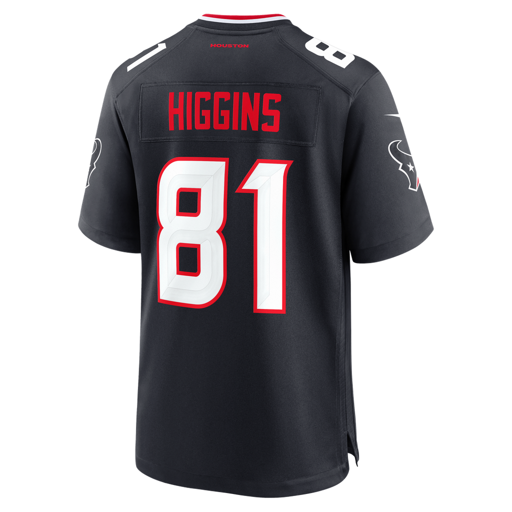 Men's Houston Texans Jayden Higgins Nike Navy Game Jersey
