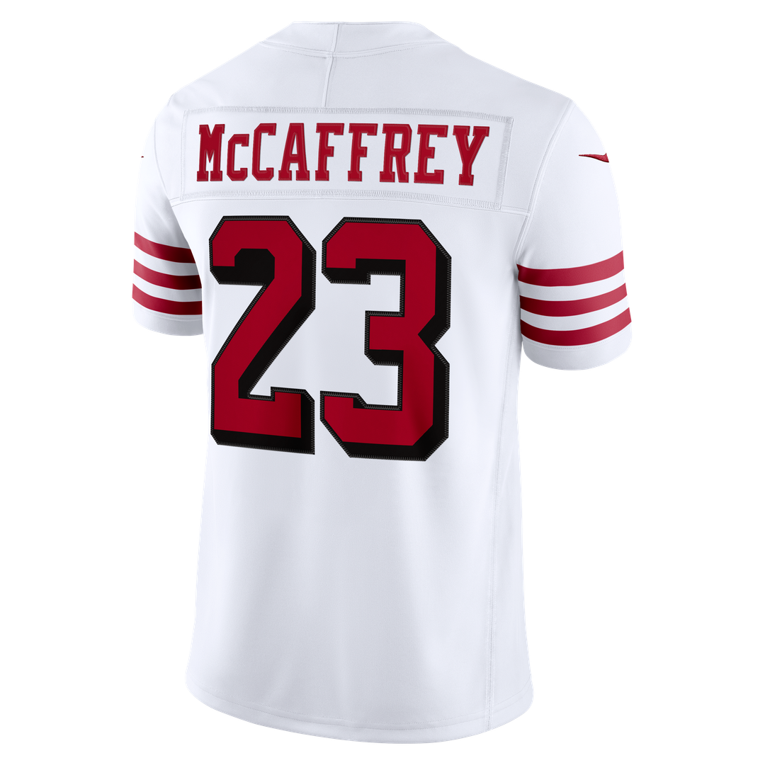 Men's San Francisco 49ers Christian McCaffrey Nike White Alternate Vapor F.U.S.E. Stitched Limited Jersey