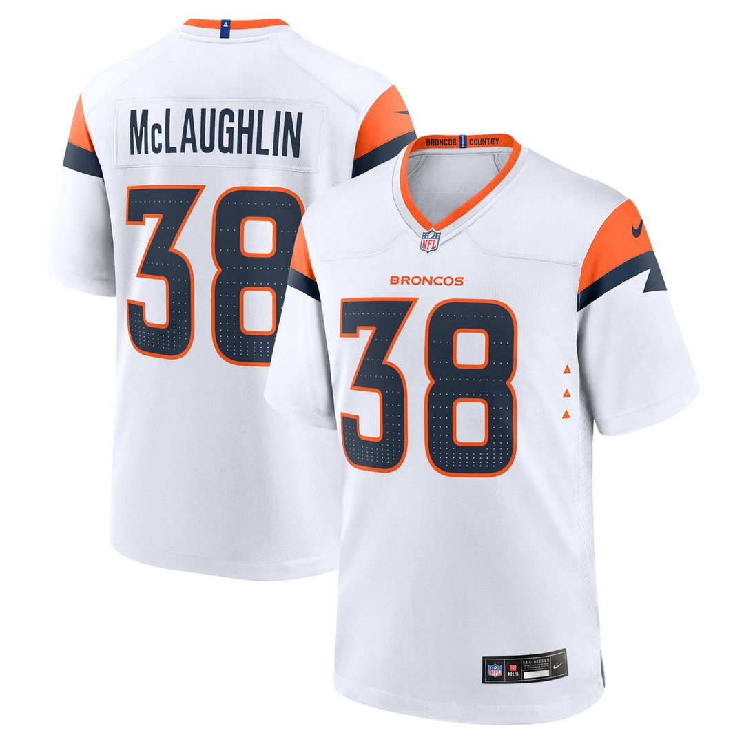 Men's Denver Broncos Jaleel McLaughlin Nike  White Game Jersey