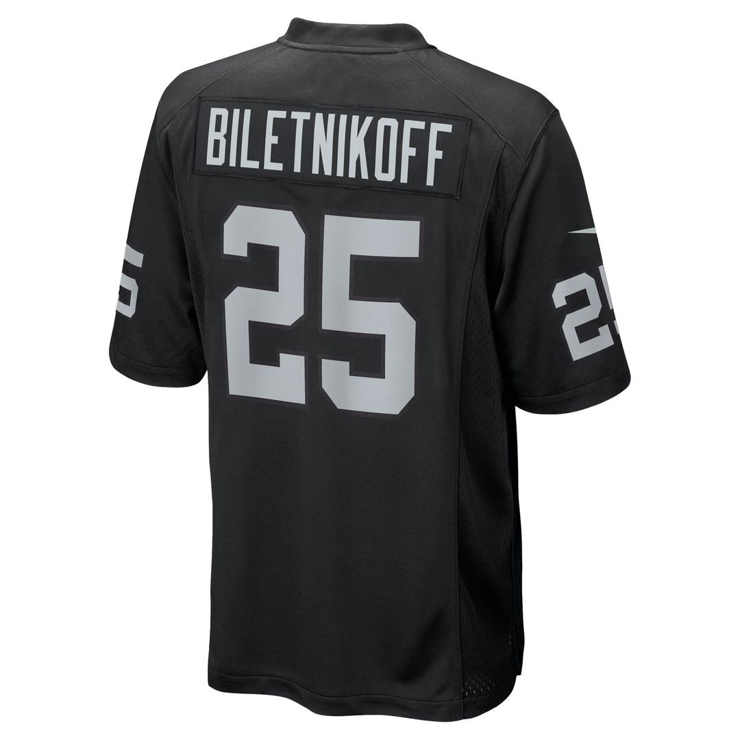 Men's Las Vegas Raiders Fred Biletnikoff Nike Black Game Retired Player Jersey
