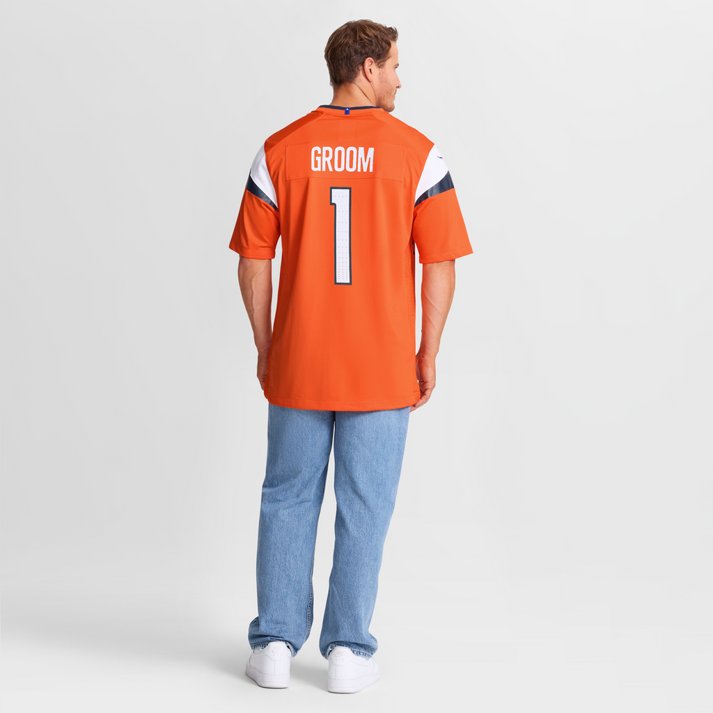 Men's Denver Broncos Number 1 Groom Nike Orange Game Jersey