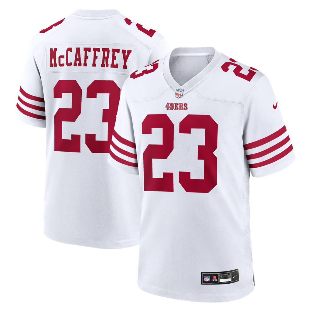 Men's San Francisco 49ers Christian McCaffrey Nike White Game Player Jersey