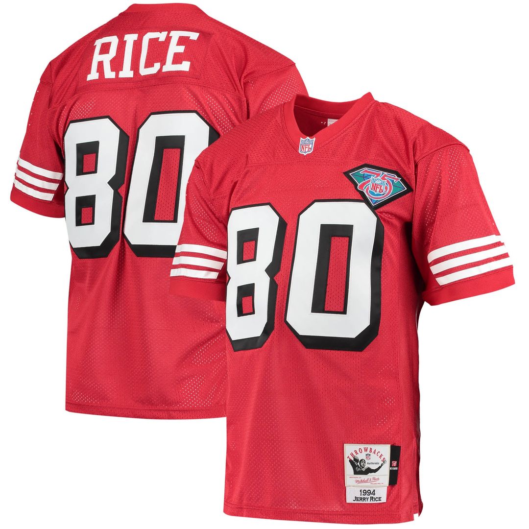 Men's San Francisco 49ers 1994 Jerry Rice Mitchell & Ness Scarlet Authentic Throwback Retired Player Jersey