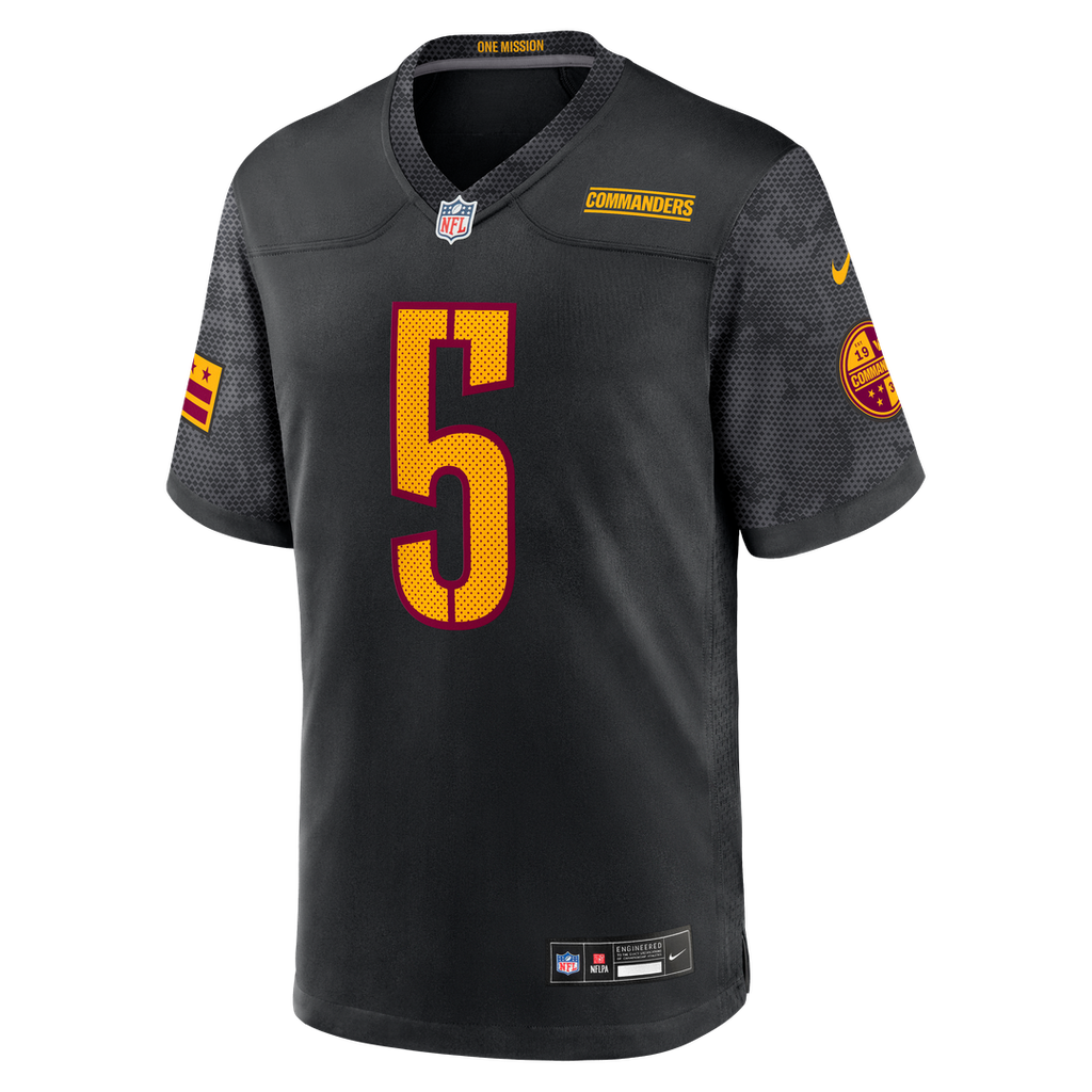 Men's Washington Commanders Jayden Daniels Nike Black Alternate Game Player Jersey
