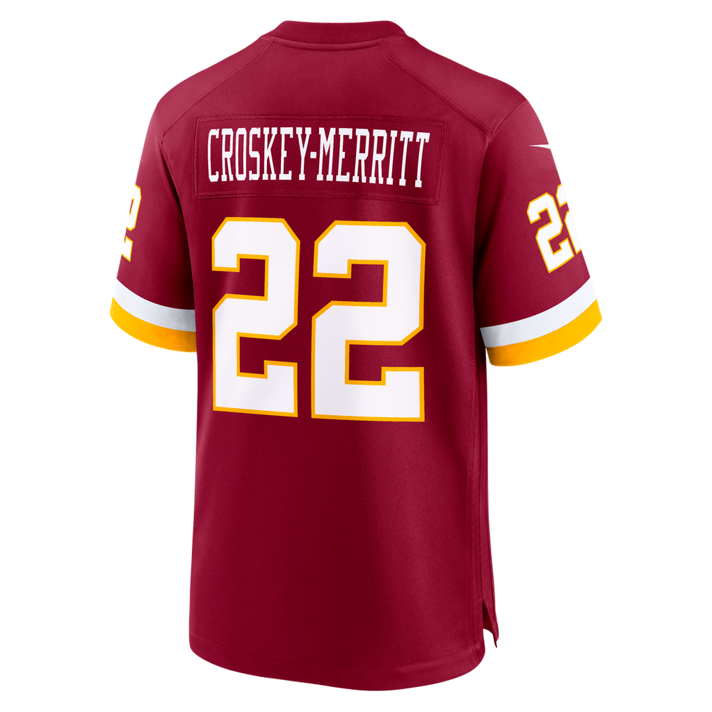 Men's Washington Commanders Jacory Croskey-Merritt Nike Black Hail Raiser Alternate Game Jersey