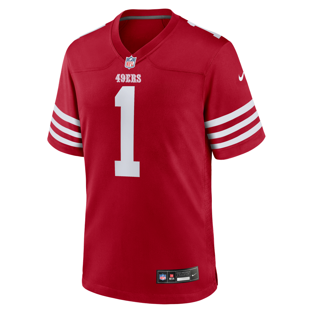 Men's San Francisco 49ers Number 1 Dad Nike Scarlet Game Jersey