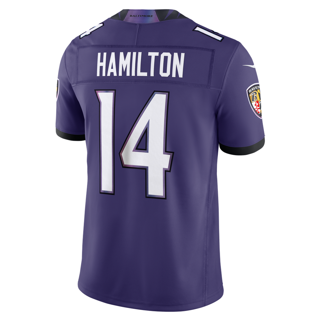 Men's Baltimore Ravens Kyle Hamilton Nike Purple Team Vapor F.U.S.E. Stitched Limited Jersey