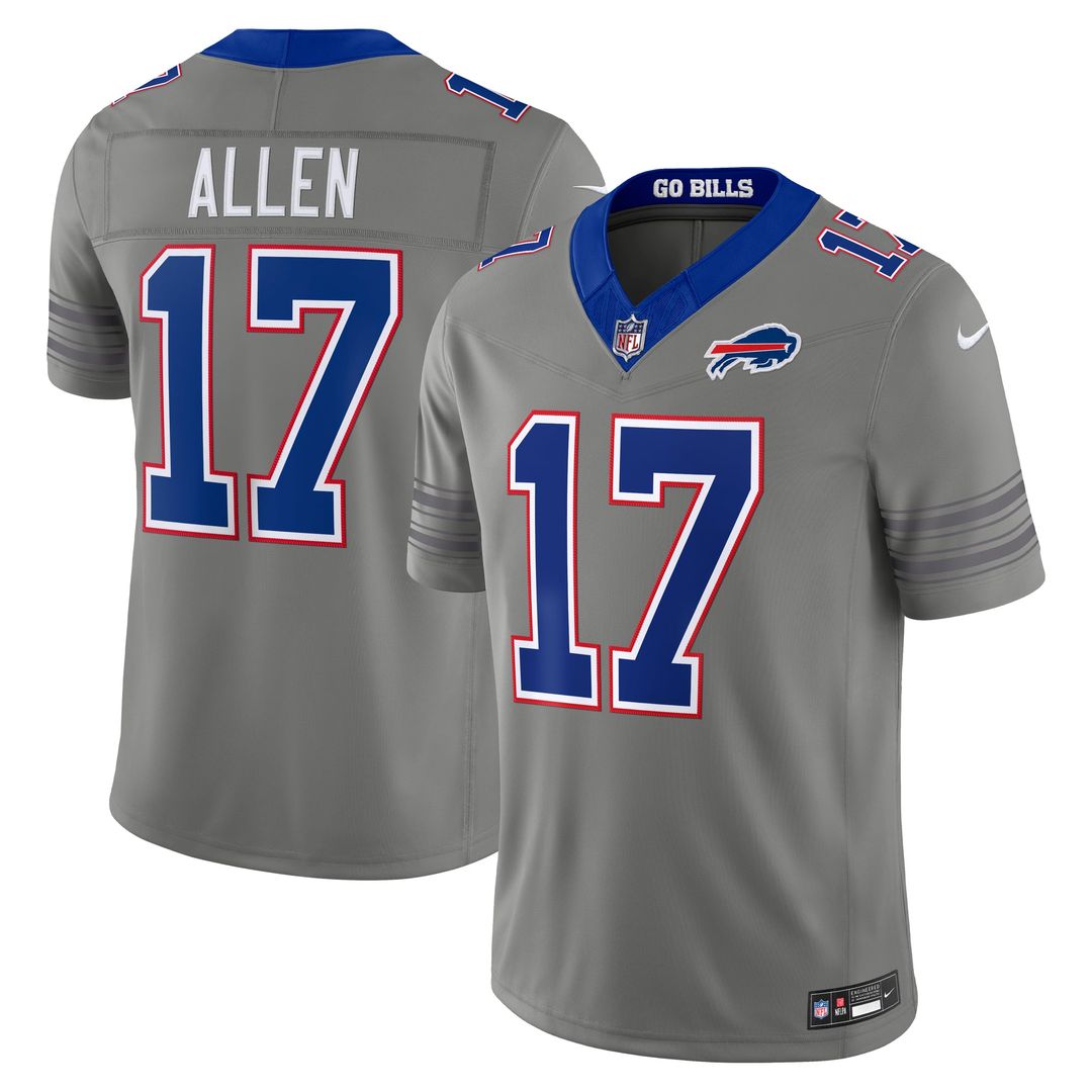 Men's Buffalo Bills Josh Allen Nike Gray Nickel City Vapor F.U.S.E. Stitched Limited Jersey