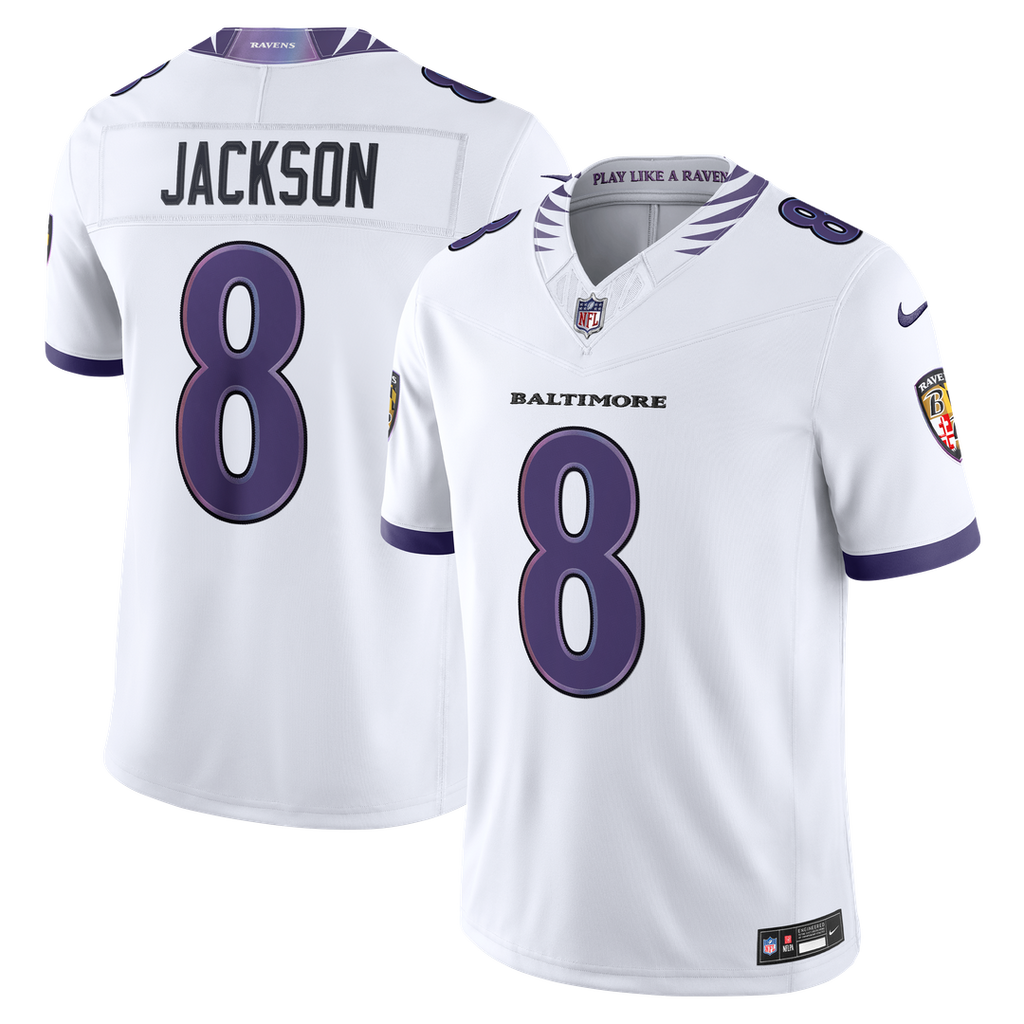 Men's Baltimore Ravens Lamar Jackson Nike White Vapor F.U.S.E. Stitched Limited Jersey