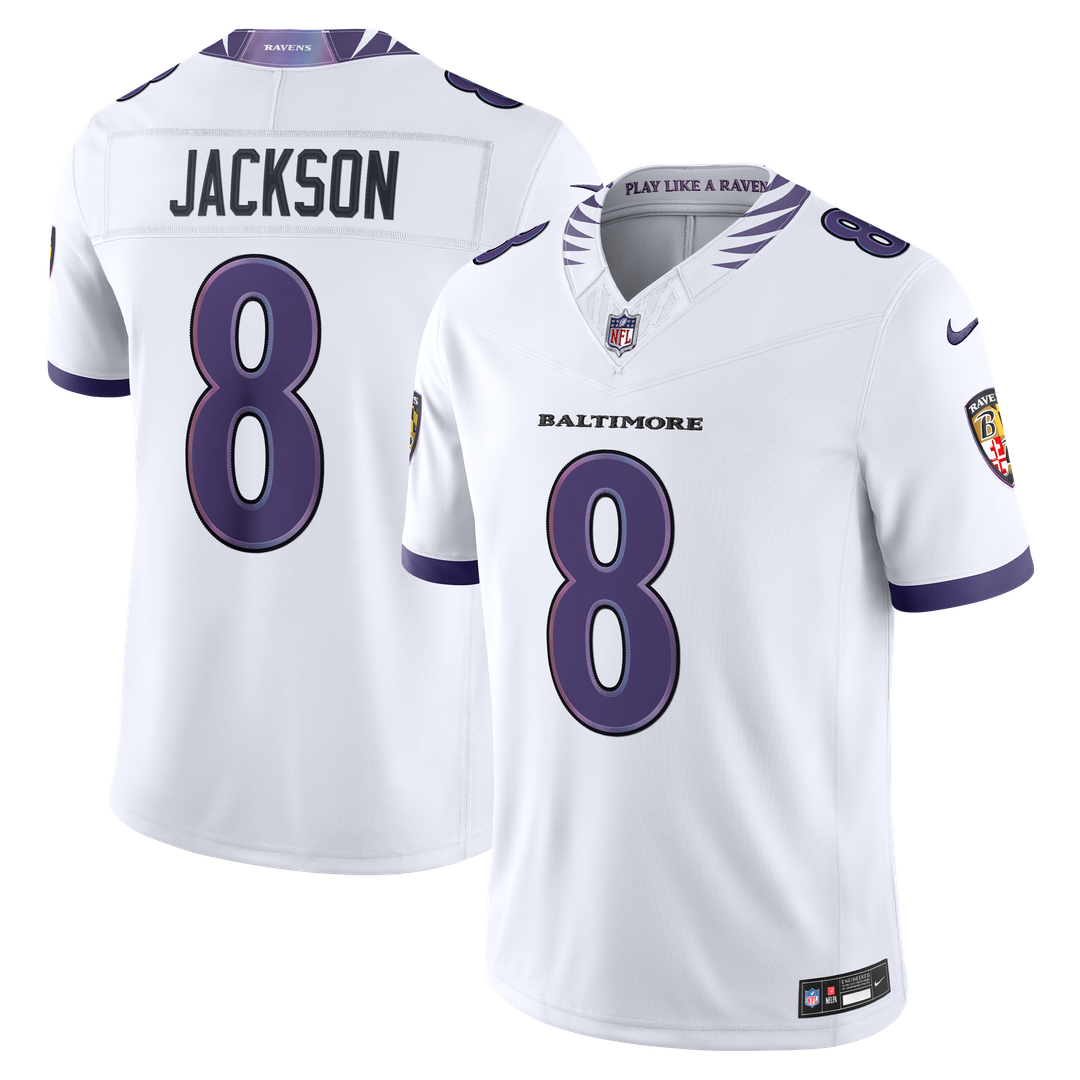 Men's Baltimore Ravens Lamar Jackson Nike White Vapor F.U.S.E. Stitched Limited Jersey