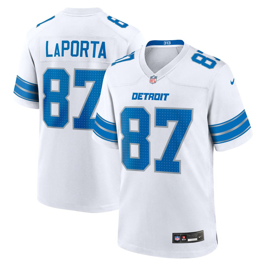 Men's Detroit Lions Sam LaPorta Nike  White White Game Jersey