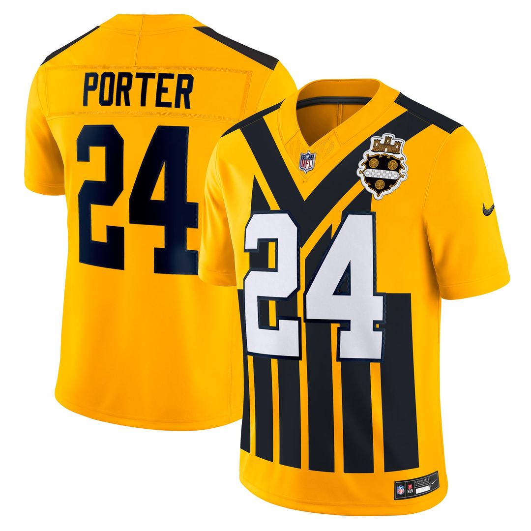 Men's Pittsburgh Steelers Joey Porter Jr. Nike Gold Alternate 1933 Throwback Vapor F.U.S.E. Limited Jersey