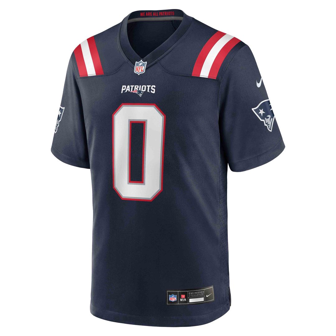 Men's New England Patriots Christian Gonzalez Nike  Navy Team Game Jersey