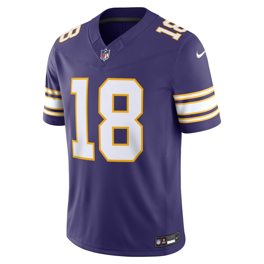 Men's Minnesota Vikings Justin Jefferson Nike Purple Alternate Classic Vapor F.U.S.E. Stitched Limited Jersey