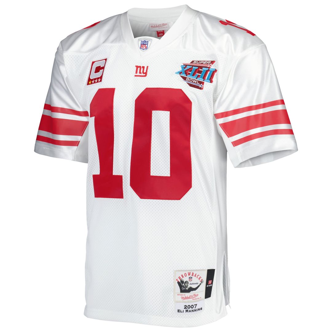 Men's New York Giants 2007 Eli Manning Mitchell & Ness White Authentic Throwback Retired Player Jersey