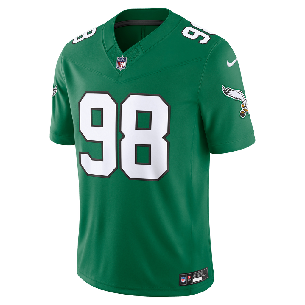 Men's Philadelphia Eagles Jalen Carter Nike Kelly Green Alternate Vapor F.U.S.E. Stitched Limited Jersey