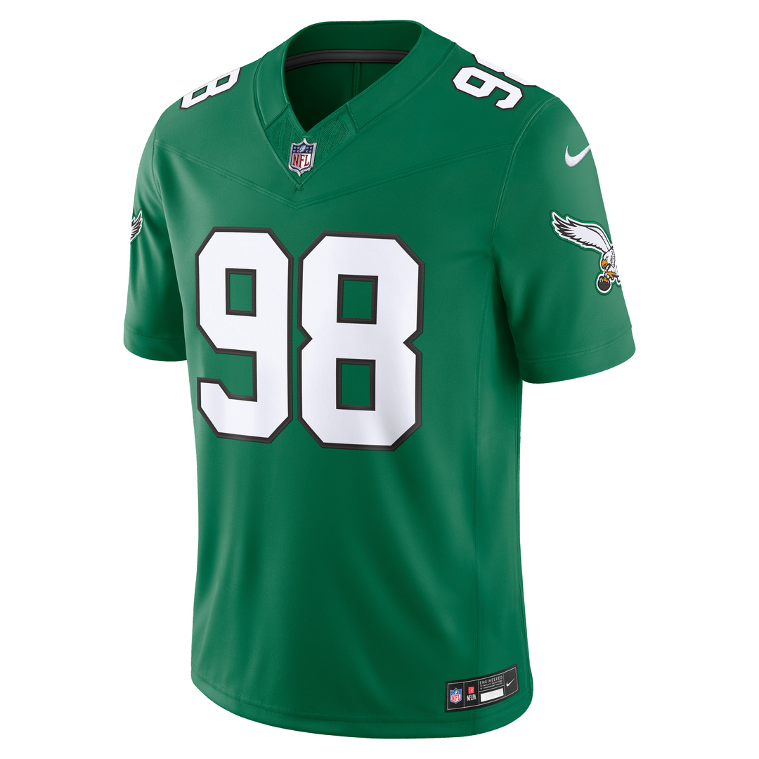 Men's Philadelphia Eagles Jalen Carter Nike Kelly Green Alternate Vapor F.U.S.E. Stitched Limited Jersey
