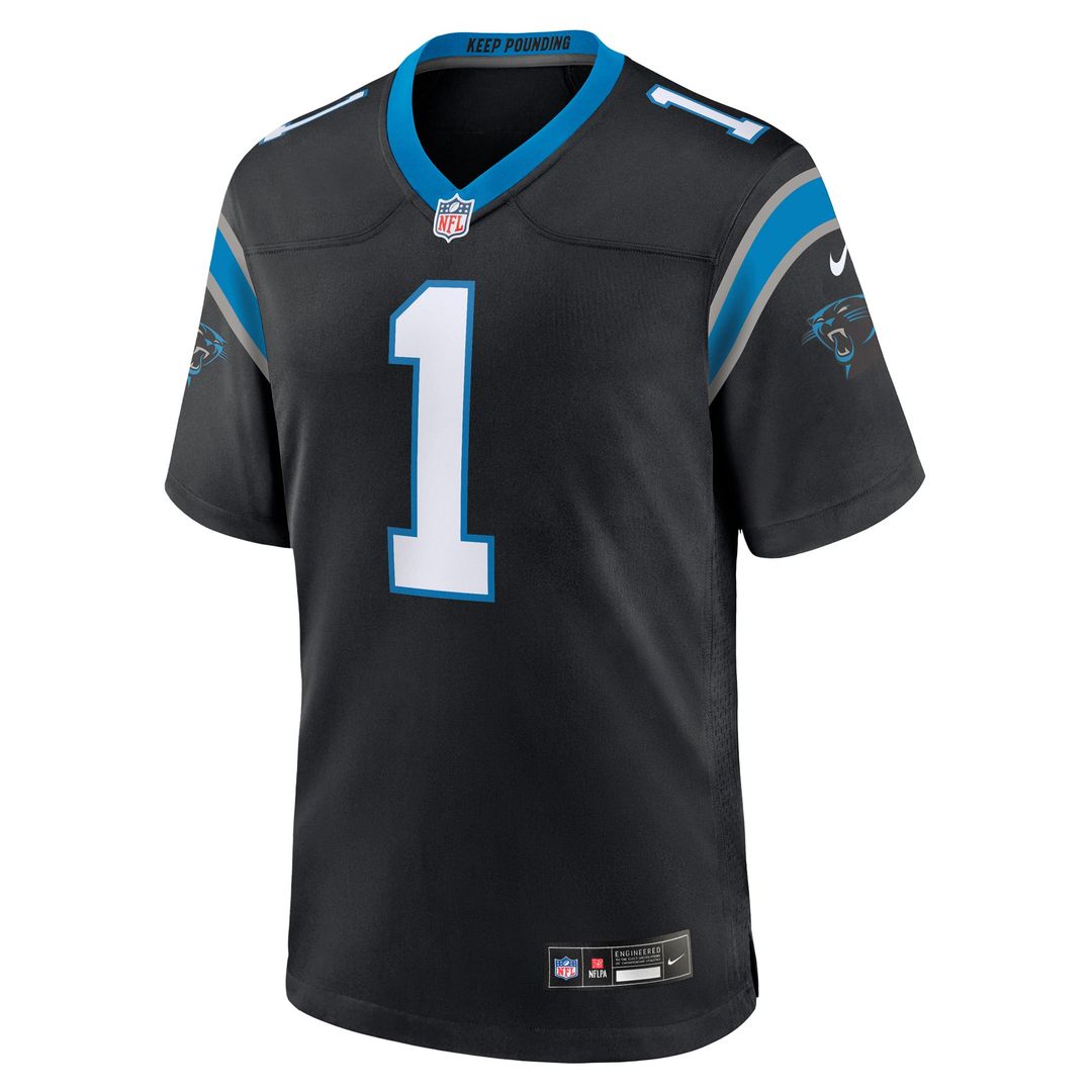 Men's Carolina Panthers Number 1 Groom Nike Black Game Jersey