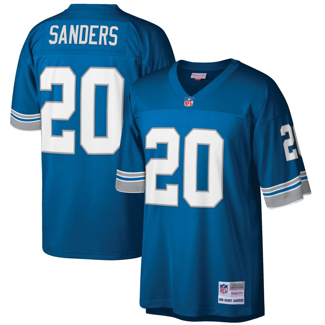 Men's Detroit Lions Barry Sanders Mitchell & Ness White Big & Tall 1996 Retired Player Replica Jersey