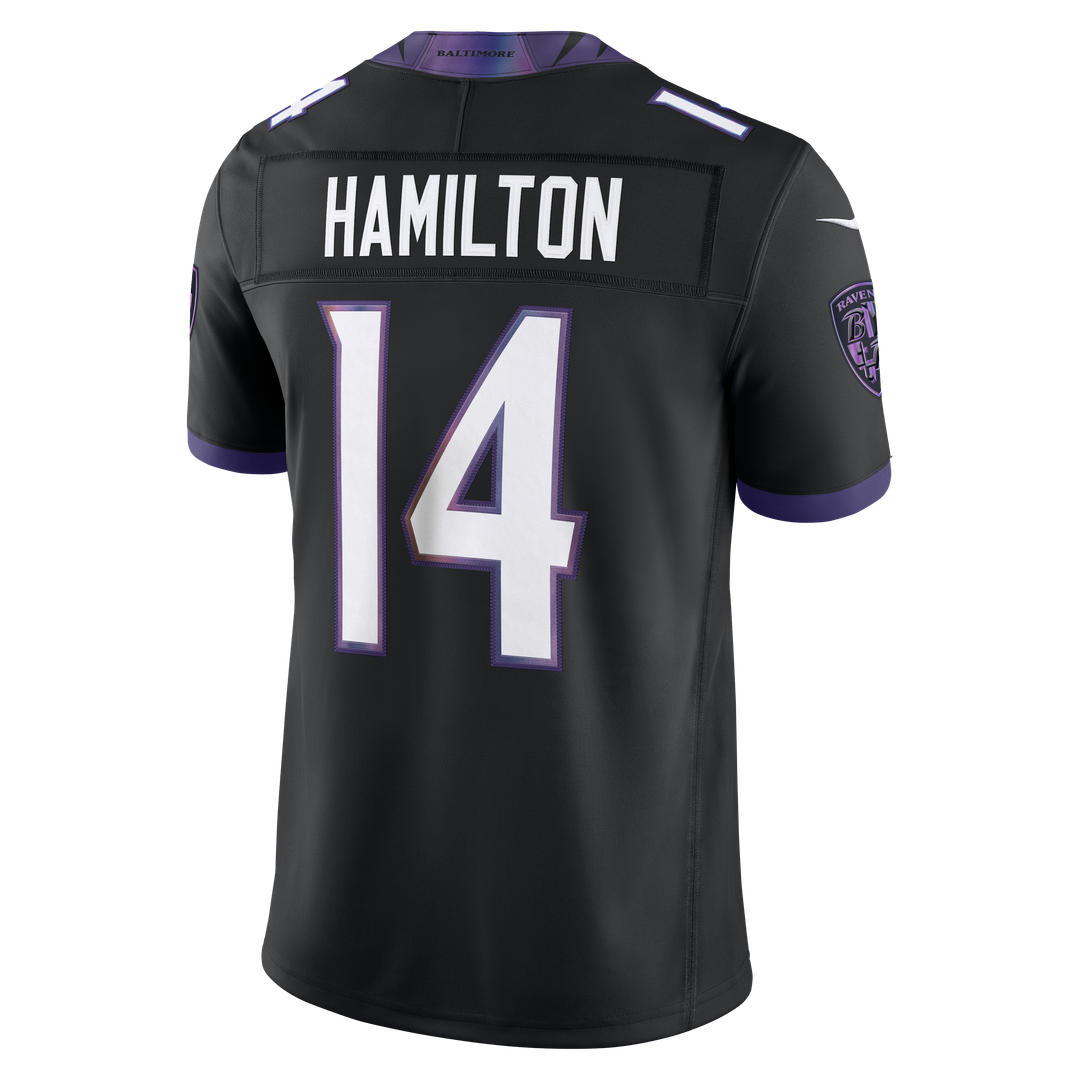 Men's Baltimore Ravens Kyle Hamilton Nike Black Alternate Vapor F.U.S.E. Stitched Limited Jersey