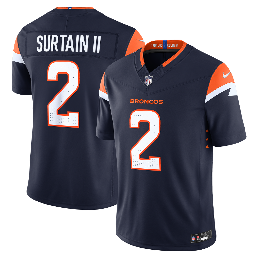 Men's Denver Broncos Pat Surtain II Nike Navy Alternate Vapor F.U.S.E. Stitched Limited Jersey