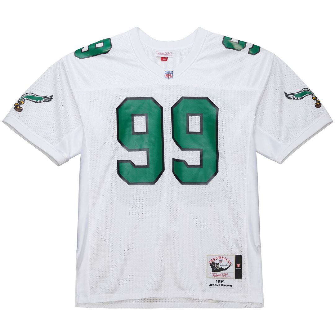 Men's Philadelphia Eagles Jerome Brown Mitchell & Ness White 1991 Authentic Throwback Retired Player Jersey