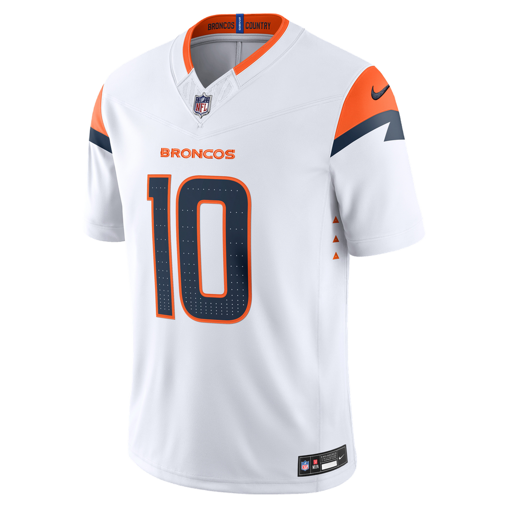 Men's Denver Broncos Bo Nix Nike White Vapor F.U.S.E. Stitched Limited Jersey