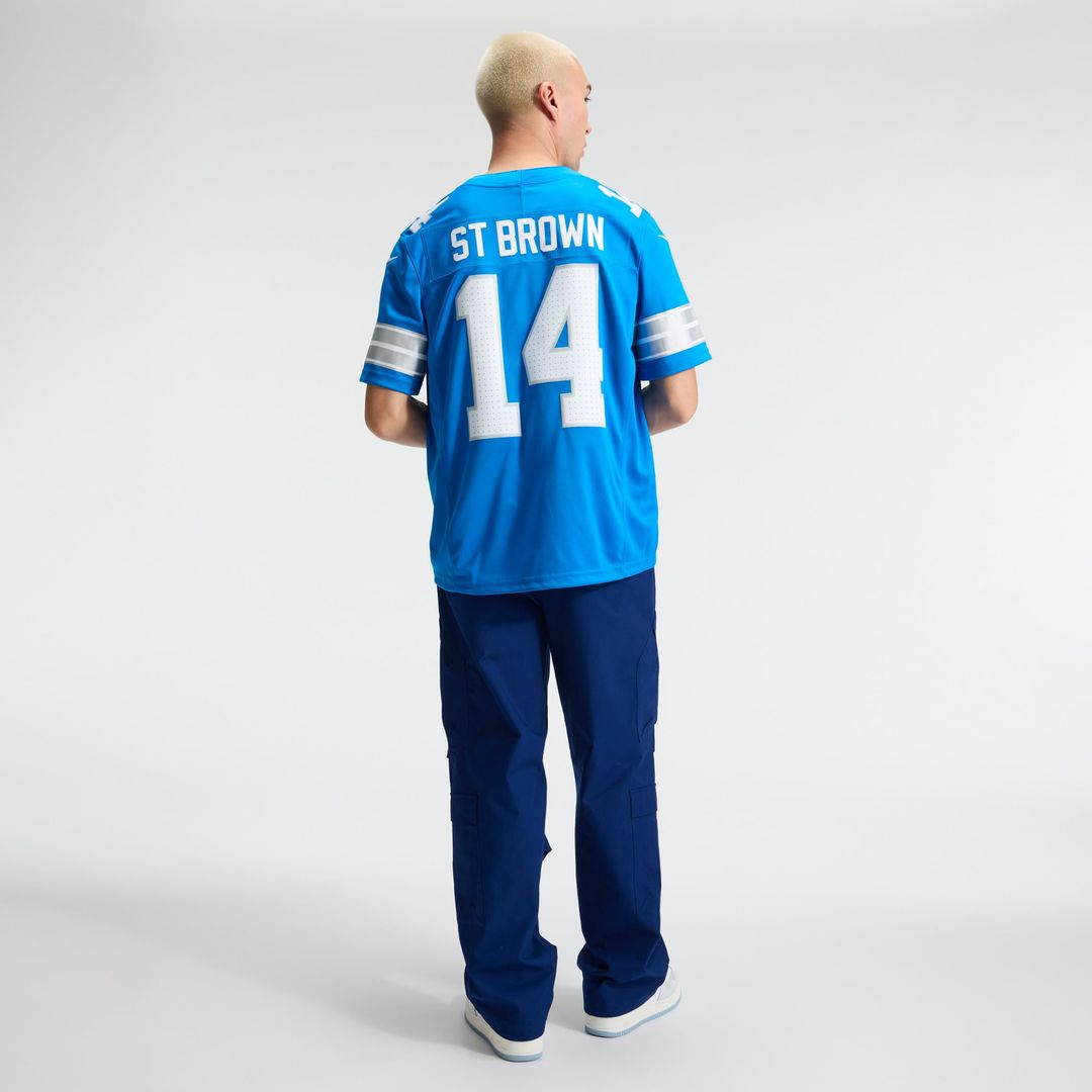 Men's Detroit Lions Amon-Ra St. Brown Nike Blue Team Vapor F.U.S.E. Stitched Limited Jersey