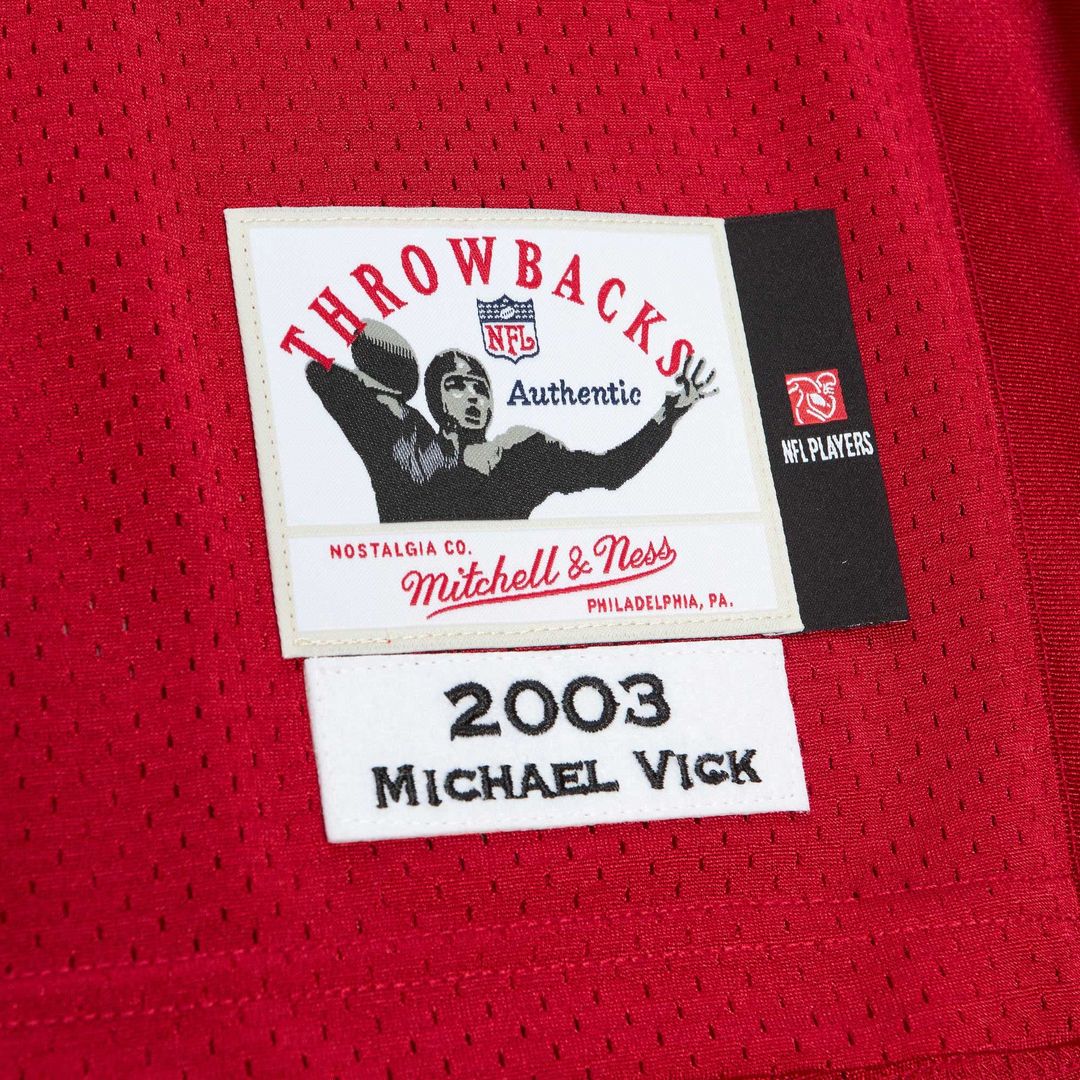 Men's Atlanta Falcons 2003 Michael Vick Mitchell & Ness Red Authentic Throwback Retired Player Jersey