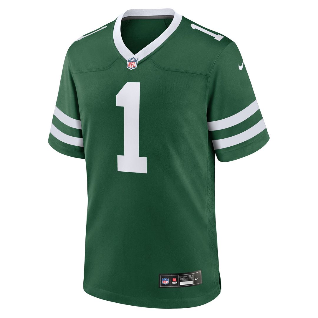 Men's New York Jets Number 1 Groom Nike Legacy Green Game Jersey