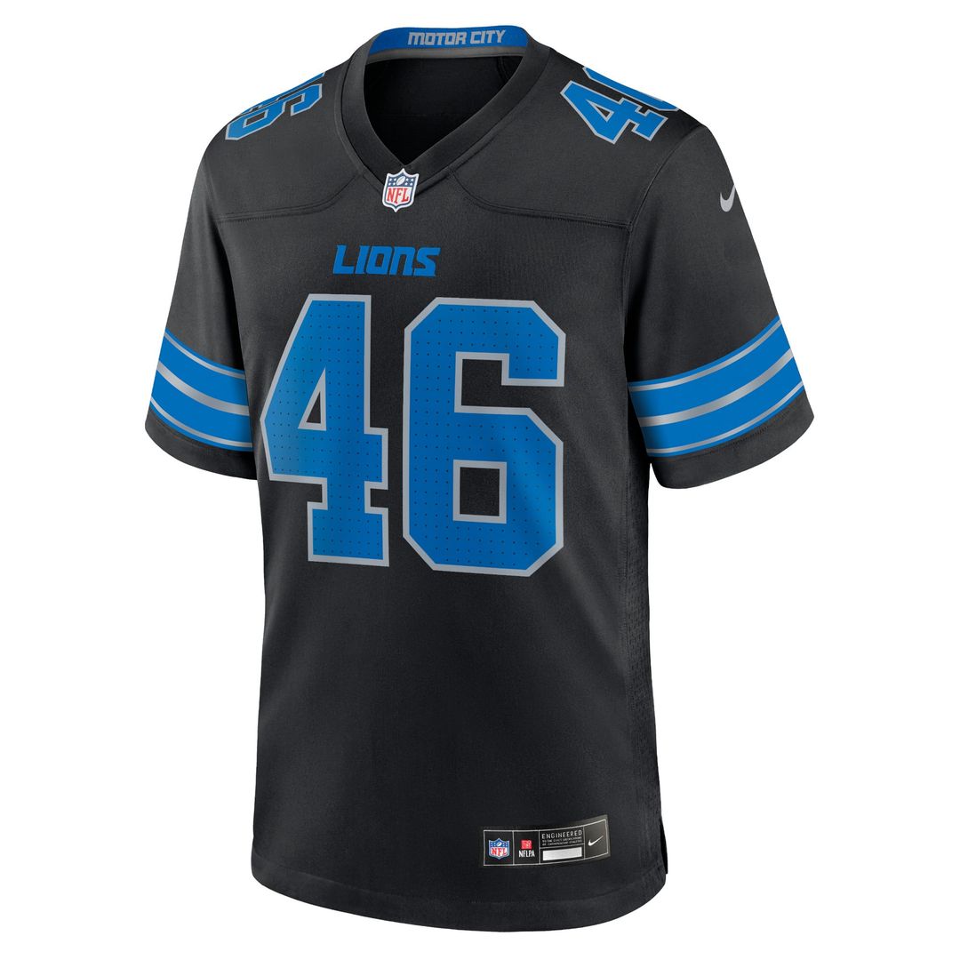 Men's Detroit Lions Jack Campbell Nike Black 2nd Alternate Game Jersey